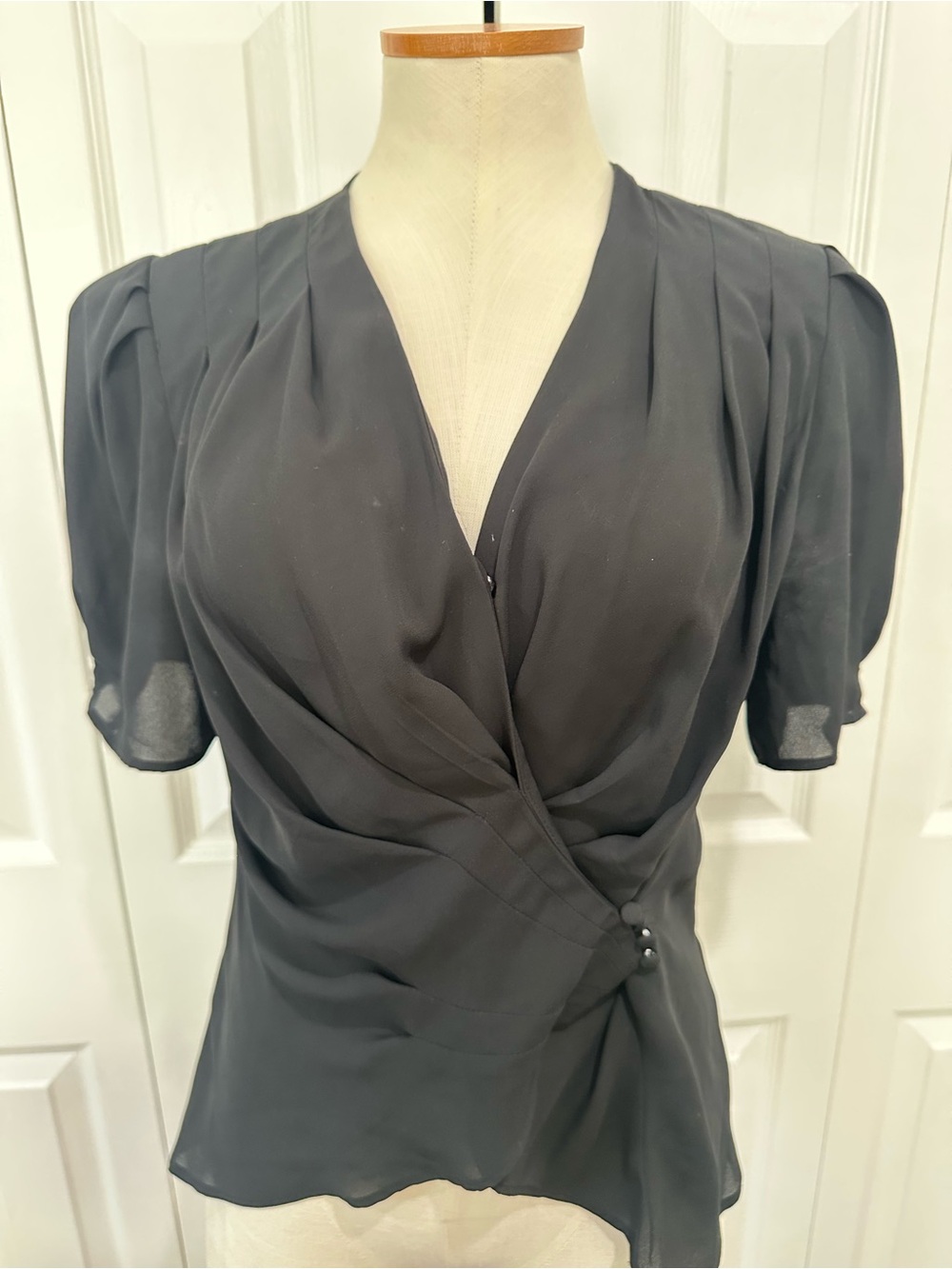 Elegant Black Wrap-Style Blouse